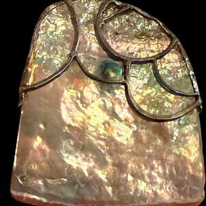 Sterling silver Abolone shell large pendant 3” x 2”